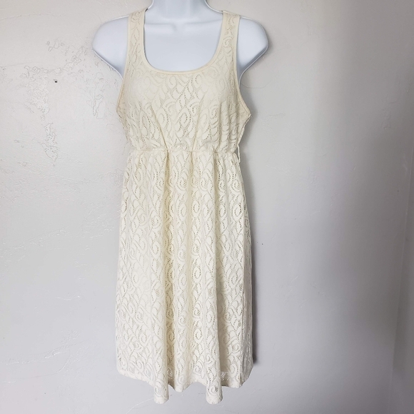 Maurices Medium Ivory Lace Dress Lined Racerback Sleeveless Bridal Wedding Bride - Picture 1 of 9